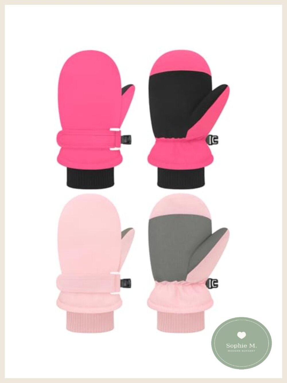 Toddler Waterproof Snow Mittens Sherpa Lined Ski Gloves for Boys Girls